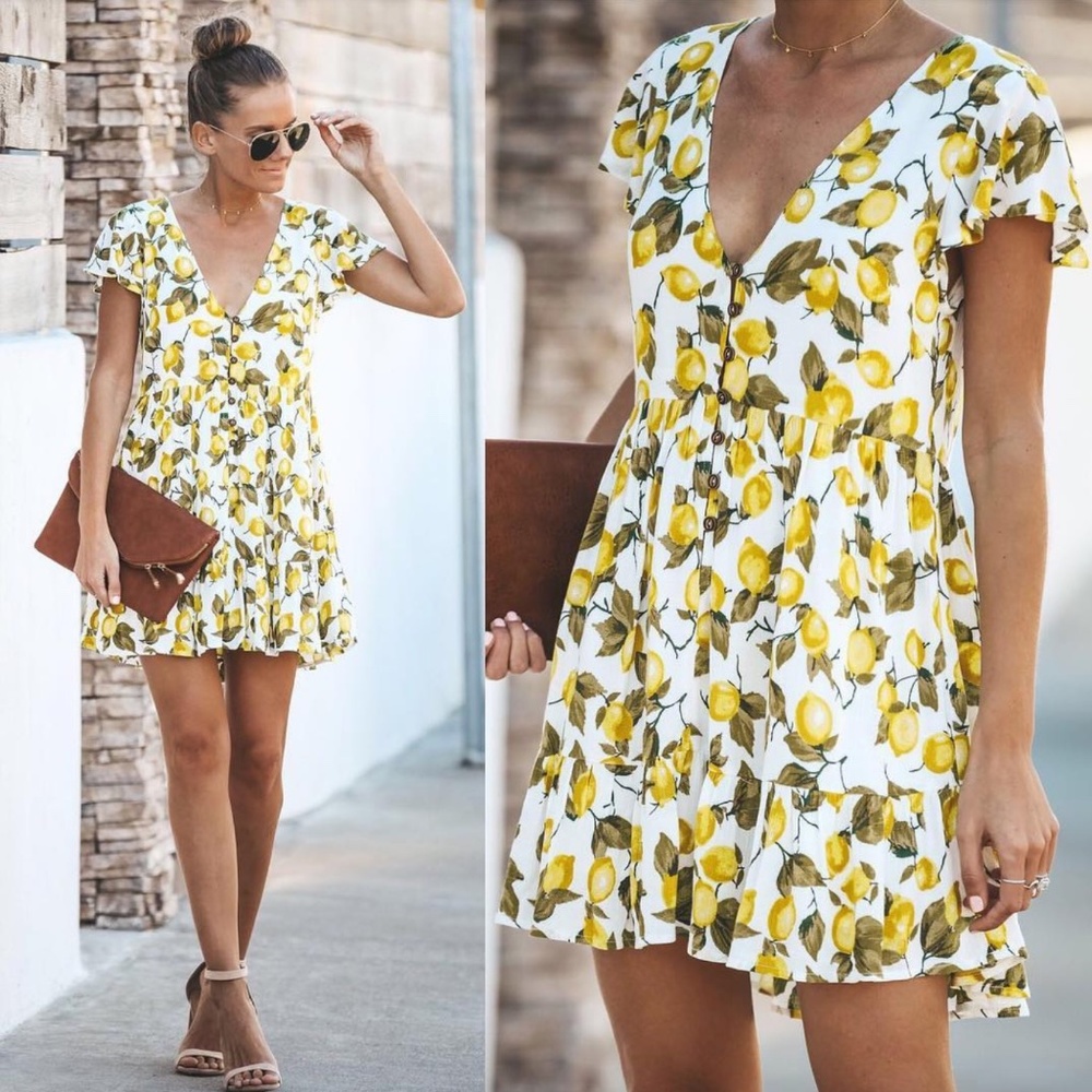 Lemonade Button Down Babydoll Dress